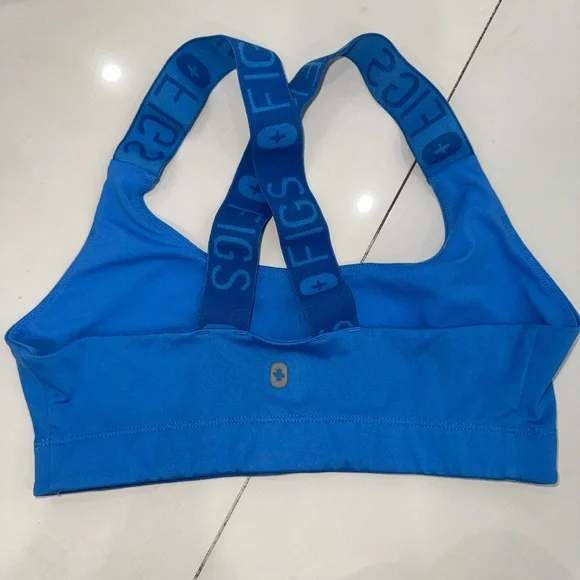 Figs Bright Blue Sports Bralette with Branded Double Straps - Picture 2 of 3